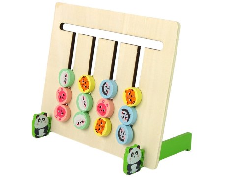 LEAN Toys Drewniana Gra Edukacyjna Cztery Kolory Zwierzęta Dwustronna Układanka