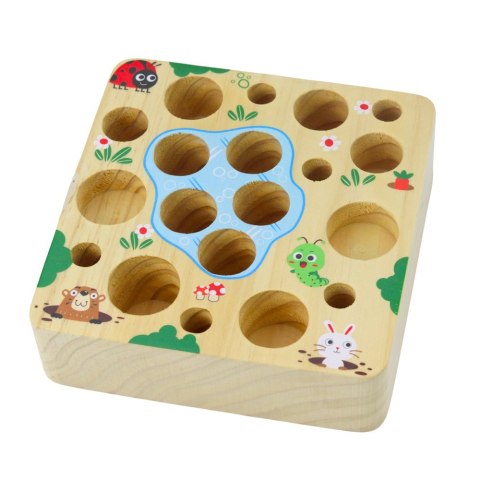 LEAN Toys Drewniana Gra Marchewki Dżdżownica Magnes Wędka