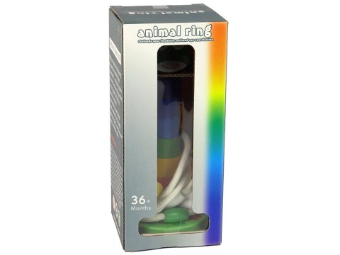 LEAN Toys Piramidka Drewniana Edukacyjna Układanka Sznurek Zwierzęta