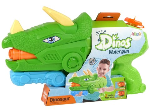 LEAN Toys Pistolet Na Wodę Dinosaur Triceratops 1330 ml Zielony Zasięg 8 m
