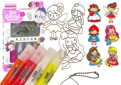 LEAN Toys Witraże Zawieszki Do Malowania Zastygająca Farba Księżniczki 6 szt.