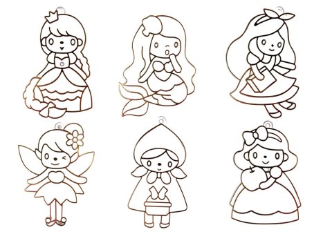 LEAN Toys Witraże Zawieszki Do Malowania Zastygająca Farba Księżniczki 6 szt.