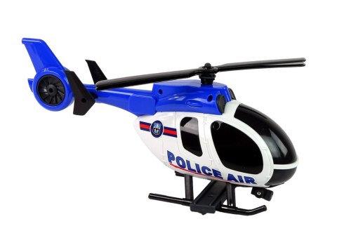 LEAN Toys Zestaw Pojazdów Helikopter Auto Policja Dźwięk Niebieskie