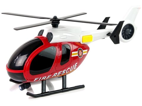 LEAN Toys Zestaw Pojazdów Helikopter Auto Straż Pożarna Dźwięk Czerwone