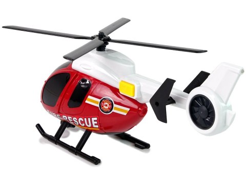 LEAN Toys Zestaw Pojazdów Helikopter Auto Straż Pożarna Dźwięk Czerwone