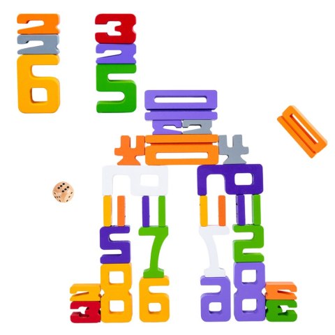 LEAN Toys Drewniane Cyferki Nauka Matematyki Kostki do Gry Klocki Edukacyjne