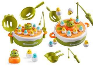 LEAN Toys Gra Łowienie Dinozaurów Wędki Przybory Drewniana Zielona