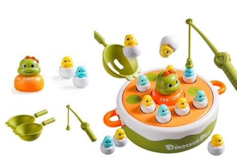 LEAN Toys Gra Łowienie Dinozaurów Wędki Przybory Drewniana Zielona