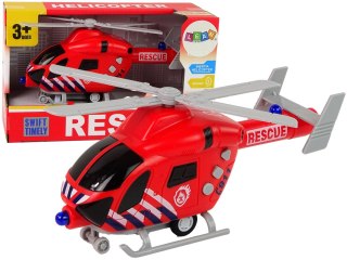 LEAN Toys Helikopter Ratunkowy Straż Pożarna Czerwony Dźwięk Światła Śmigła