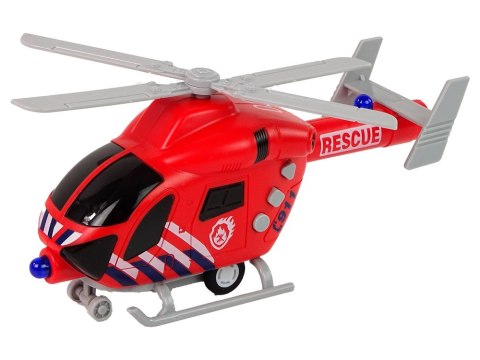 LEAN Toys Helikopter Ratunkowy Straż Pożarna Czerwony Dźwięk Światła Śmigła