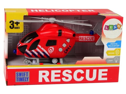 LEAN Toys Helikopter Ratunkowy Straż Pożarna Czerwony Dźwięk Światła Śmigła
