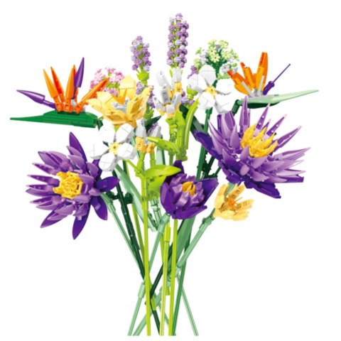 LEAN Toys Klocki Konstrukcyjne Bukiet Kwiaty Tropikalne 890 el.