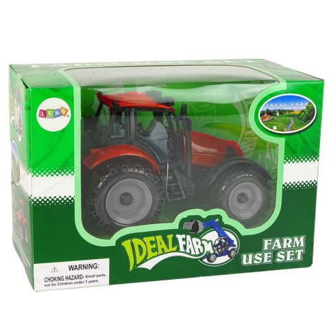 LEAN Toys Mały Traktor Rolniczy Farmerski Otwierana Maska Czerwony 13 cm