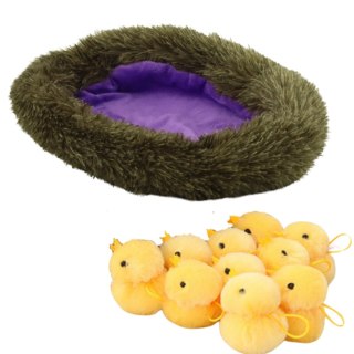 LEAN Toys Pluszowa Kura Przytulanka Gniazdo Pisklaki Kurczaki 10szt