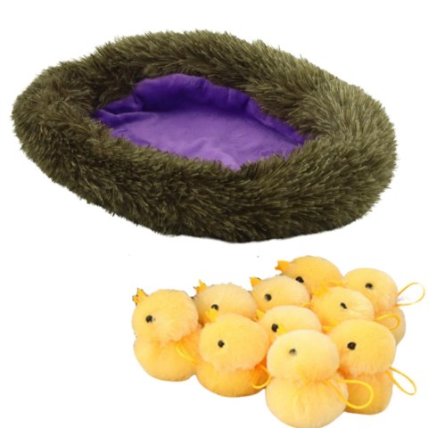 LEAN Toys Pluszowa Kura Przytulanka Gniazdo Pisklaki Kurczaki 10szt