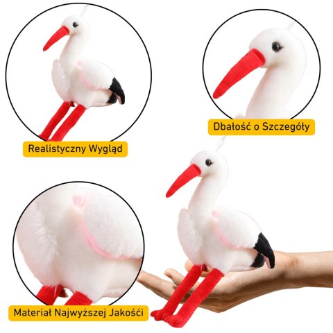 LEAN Toys Pluszowy Bocian Ptak Pluszak Maskotka Przytulanka 37cm