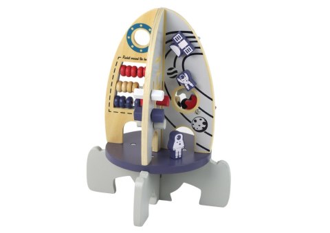 LEAN Toys Drewniana Rakieta Edukacyjna Koraliki Koła Zębate