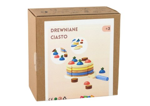LEAN Toys Drewniane Ciasto Tort Kawałki 8 ele.