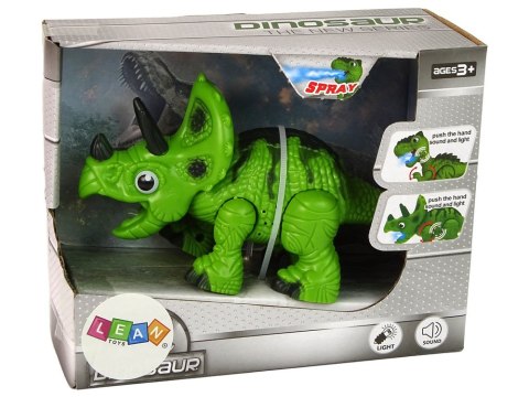 LEAN Toys Interaktywny Dinozaur Triceratops Para Wodna Dźwięk Zielony