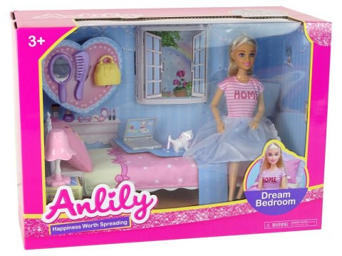 LEAN Toys Lalka Anlily w Sypialni Akcesoria Meble Dla Dzieci
