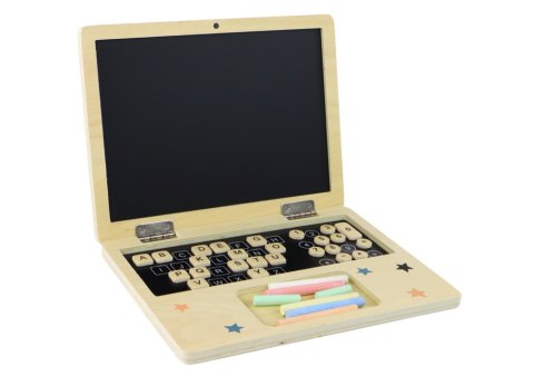LEAN Toys Tablica Drewniana Laptop Kreda
