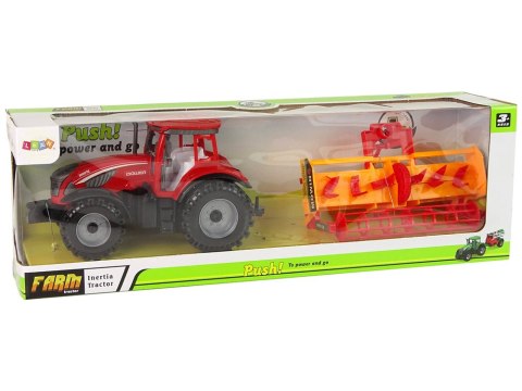 LEAN Toys Traktor z Kultywatorem Napęd Frykcyjny Czerwony