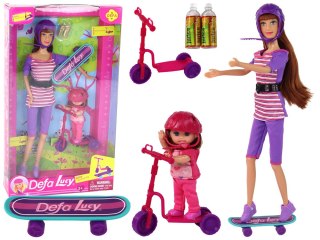 LEAN Toys Zestaw Lalek Lucy Purpurowy Hulajnoga Deskorolka Kaski