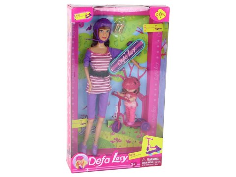 LEAN Toys Zestaw Lalek Lucy Purpurowy Hulajnoga Deskorolka Kaski