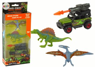 LEAN Toys Dinozaury Figurki Zestaw Auto Rakieta Pomarańczowy