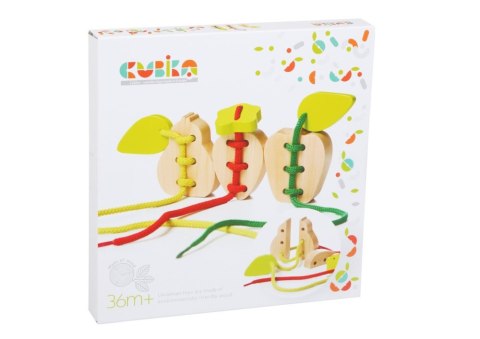 LEAN Toys Drewniana Zabawka na sznurku Przeplatanka Owoce Gruszka Jabłko Truskawka 14811