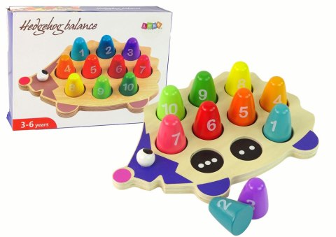 LEAN Toys Drewniany Jeż Edukacyjny 10 Pionków Kolorowy