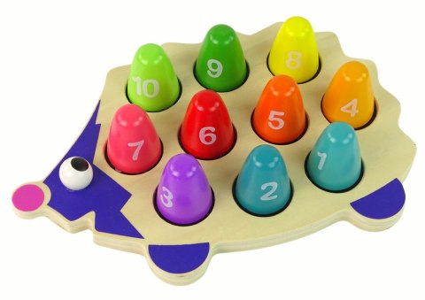 LEAN Toys Drewniany Jeż Edukacyjny 10 Pionków Kolorowy
