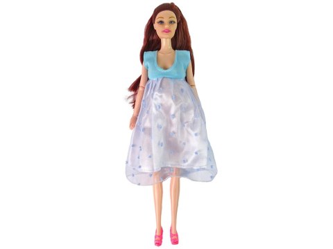 LEAN Toys Lalka W Ciąży Mama Niemowlę Otwierany Brzuch Niebieska Sukienka 30 cm