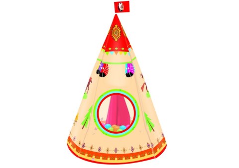 LEAN Toys Namiot Tipi Dla Dzieci Styl Indiański Ogród Kremowy 160 cm x 105 cm