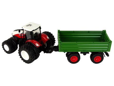 LEAN Toys Traktor Zdalnie Sterowany z Przyczepą 1:24 Czerwony Zielony