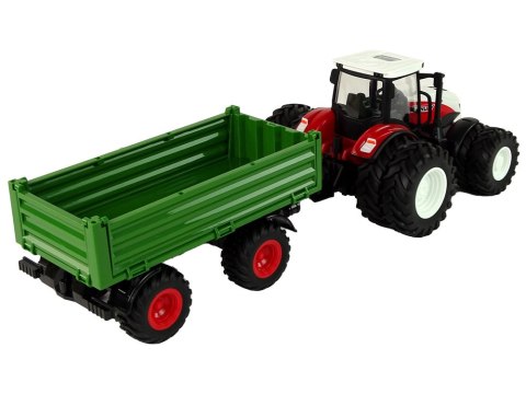LEAN Toys Traktor Zdalnie Sterowany z Przyczepą 1:24 Czerwony Zielony