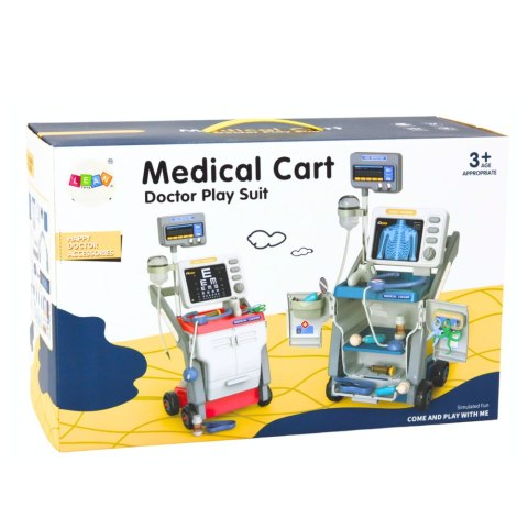 LEAN Toys Zestaw Małego Doktora Wózek Medyczny RTG EKG Światła Różowy 16 el.