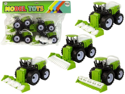LEAN Toys Zestaw Pojazdów Farmerskich Zielone Traktory 4 Ele