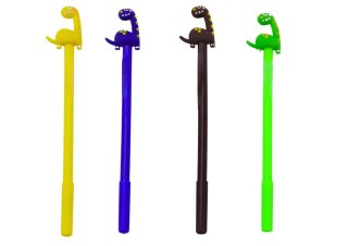 LEAN TOYS Długopis Z Dinozaurem Zatyczka Czarny Wkład Mix Brązowy Żółty 0.5mm