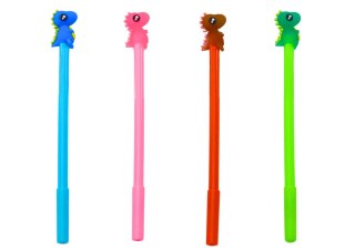LEAN TOYS Długopis Z Dinozaurem Zatyczka Czarny Wkład Mix Różowy Niebieski 0.5mm