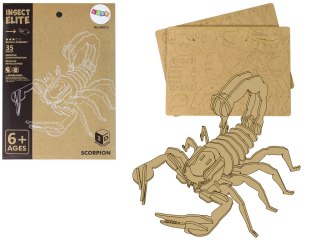 LEAN Toys Drewniane Puzzle Przestrzenne 3D Skorpion Składanka Edukacyjna 35 Elementów