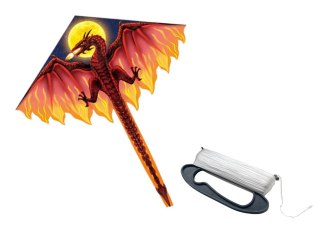 LEAN Toys Duży Latawiec Smok Czerwony Długi Ogon 170cm x 130cm