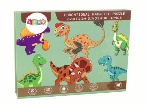 LEAN Toys Edukacyjny Zestaw Puzzli Magnetycznych Z Motywem Dinozaurów