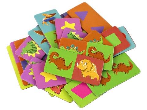 LEAN Toys Gra Logiczna Puzzle Dwustronne Domino Dinozaury 10cm x 5cm 28 El.