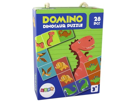 LEAN Toys Gra Logiczna Puzzle Dwustronne Domino Dinozaury 10cm x 5cm 28 El.