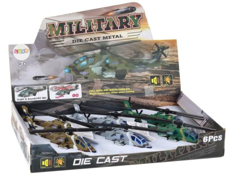 LEAN Toys Helikopter Wojskowy Śmigłowiec Militarny Aluminiowy Mix Dźwięk Światła