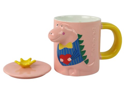 LEAN Toys Kubek Z Przykrywką Dinozaur Różowy Dinozaur 400 ml
