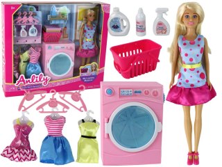 LEAN Toys Lalka Anlily Pralnia Zestaw Akcesoriów Pralka XXL