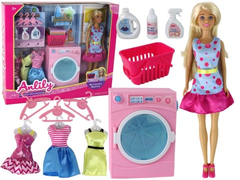 LEAN Toys Lalka Anlily Pralnia Zestaw Akcesoriów Pralka XXL