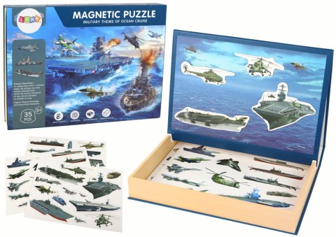 LEAN Toys Zestaw Edukacyjnych Puzzli Magnetycznych Z Motywem Statków Militarnych